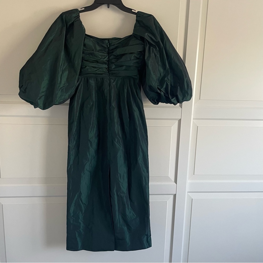 New! Tanya Taylor Charlotte puff sleeve off the shoulder midi Dress 30448 - Picture 5 of 12